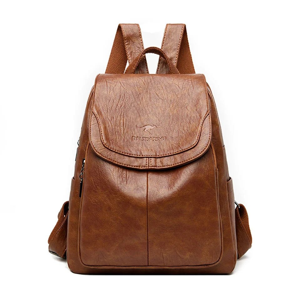 EDA - ANTI-THEFT LEATHER BACKPACK