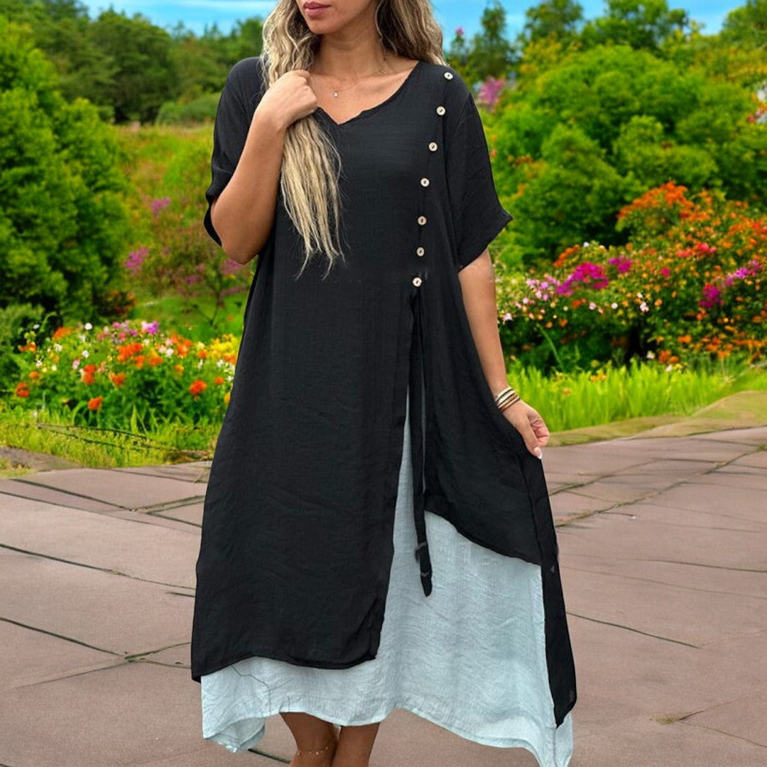 Comfortable summer dress with V-neck