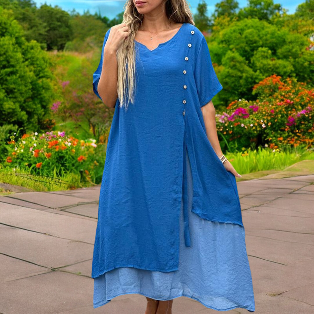 Comfortable summer dress with V-neck