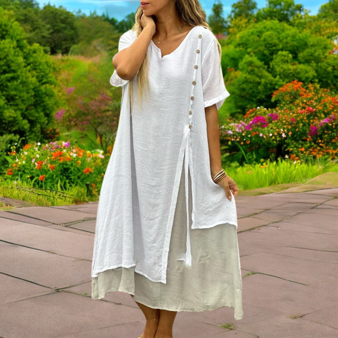 Comfortable summer dress with V-neck