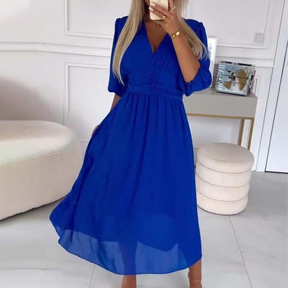 Women's V-neck Lightweight Chiffon Dresses